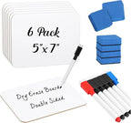 Affrolling 6 Sets Small Whiteboard Dry Erase Boards 5" x7'' Mini Double Sided by Affrolling