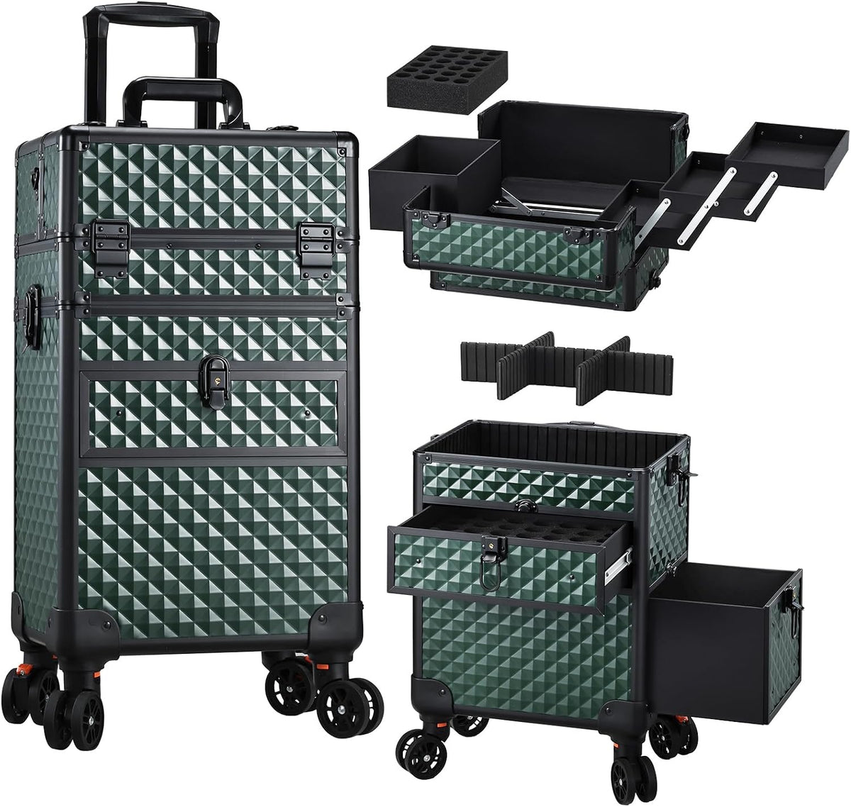 Joligrace Rolling Makeup Case with Drawers - Tattoo Storage Organizer Travel ...