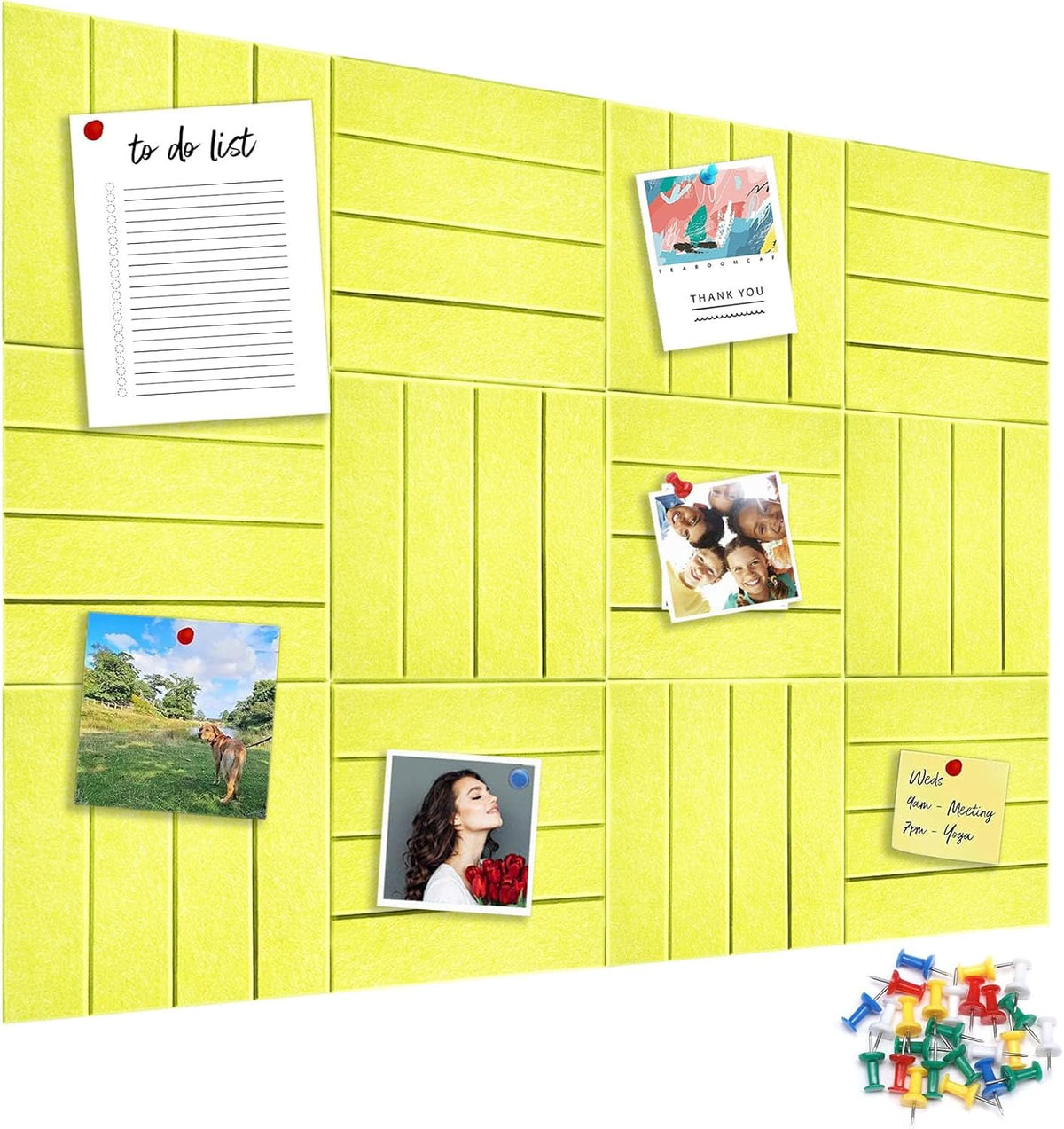 12 Packs Yellow Felt Pin Board, Large 12" Bulletin Board with 30 Push Pi...