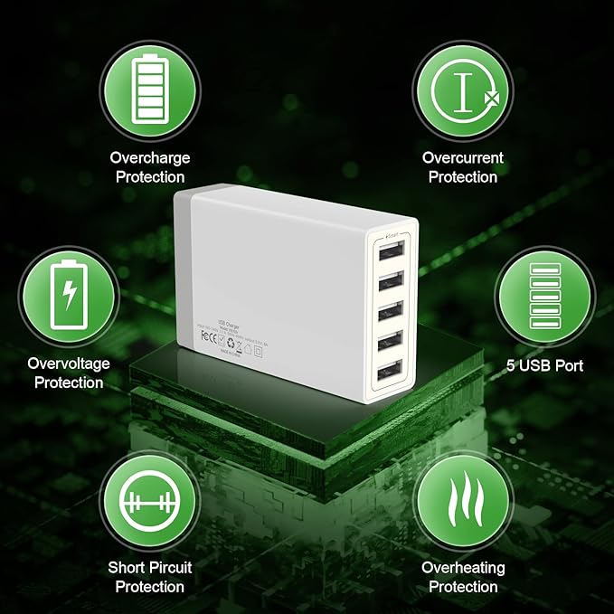 USB Wall Charger, Desktop USB Charging Station - Image 3