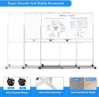 maxtek Rolling Whiteboard, 72x40 Large Double-Sided White Board Dry Erase on - Image 7