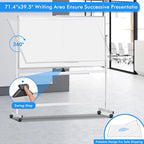 maxtek Rolling Whiteboard, 72x40 Large Double-Sided White Board Dry Erase on - Image 3