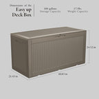 TARKARI 100 Gallon Lockable Resin Deck Box, Waterproof & UV-Resistant Outdoor - Image 2