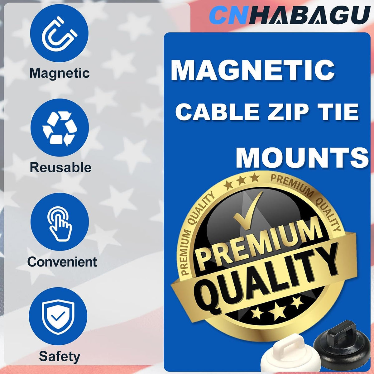 Magnetic Cable Zip Tie Mounts Clips Multipurpose Zip Ties Mount Base Holder B...