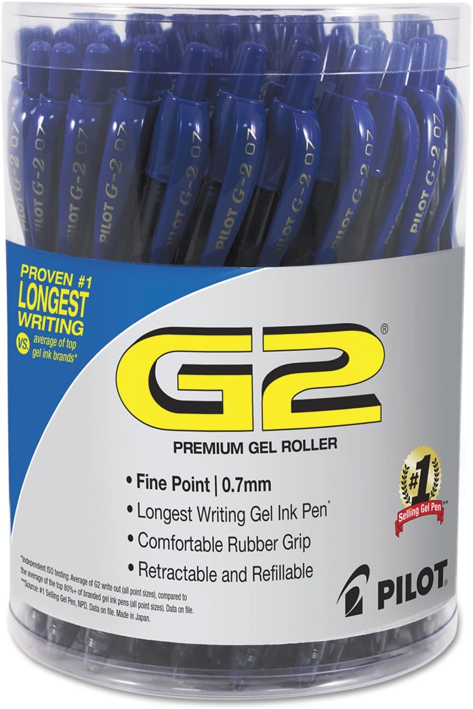 Pilot G2 Premium Gel Pen Convenience Pack, Retractable, Fine 0.7 mm, Blue Ink...