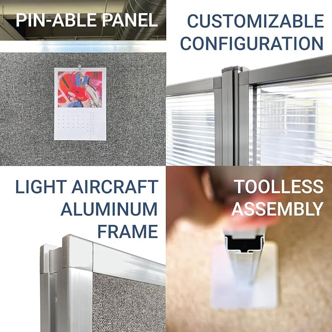 Versare Hush Panel Cubicle Kit | Workstation Partition Walls | Sound Dampening - Image 6