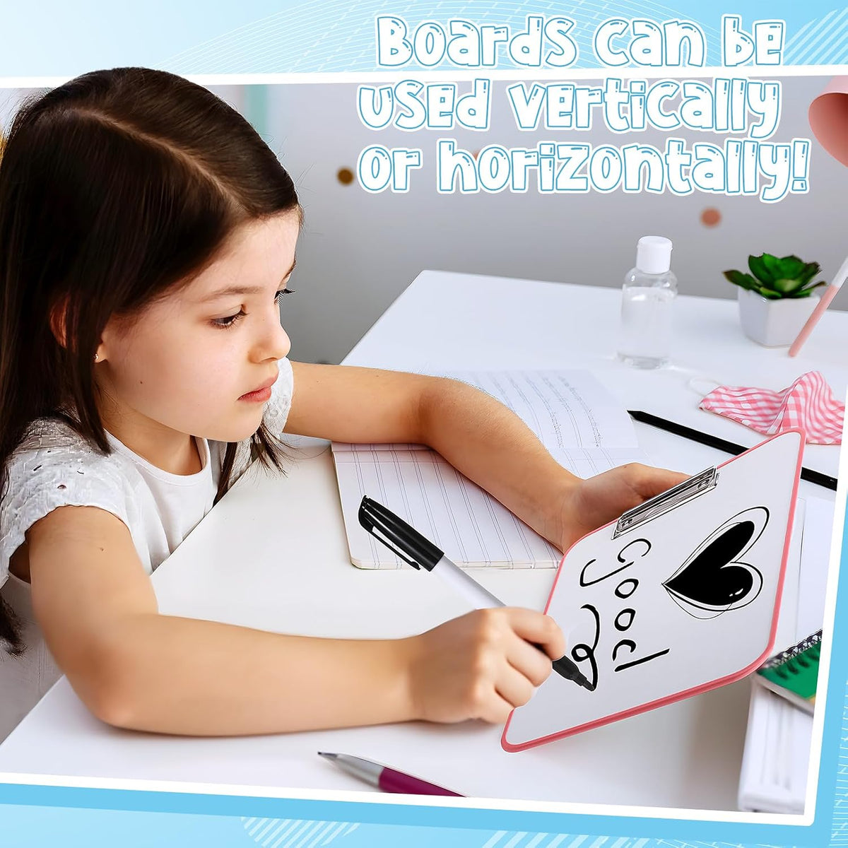 Seajan 4 Set Writing Slant Board with Stand, 15°-75° Desktop Whiteboard Dry E...