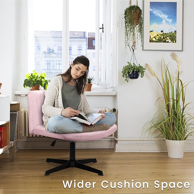 PUKAMI Criss Cross Chair, Armless Cross Legged Office Desk Chair No Wheels - Image 3