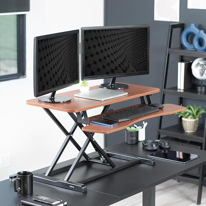 VIVO 36 inch Desk Converter, K Series, Height Adjustable Sit to Stand Riser - Image 2