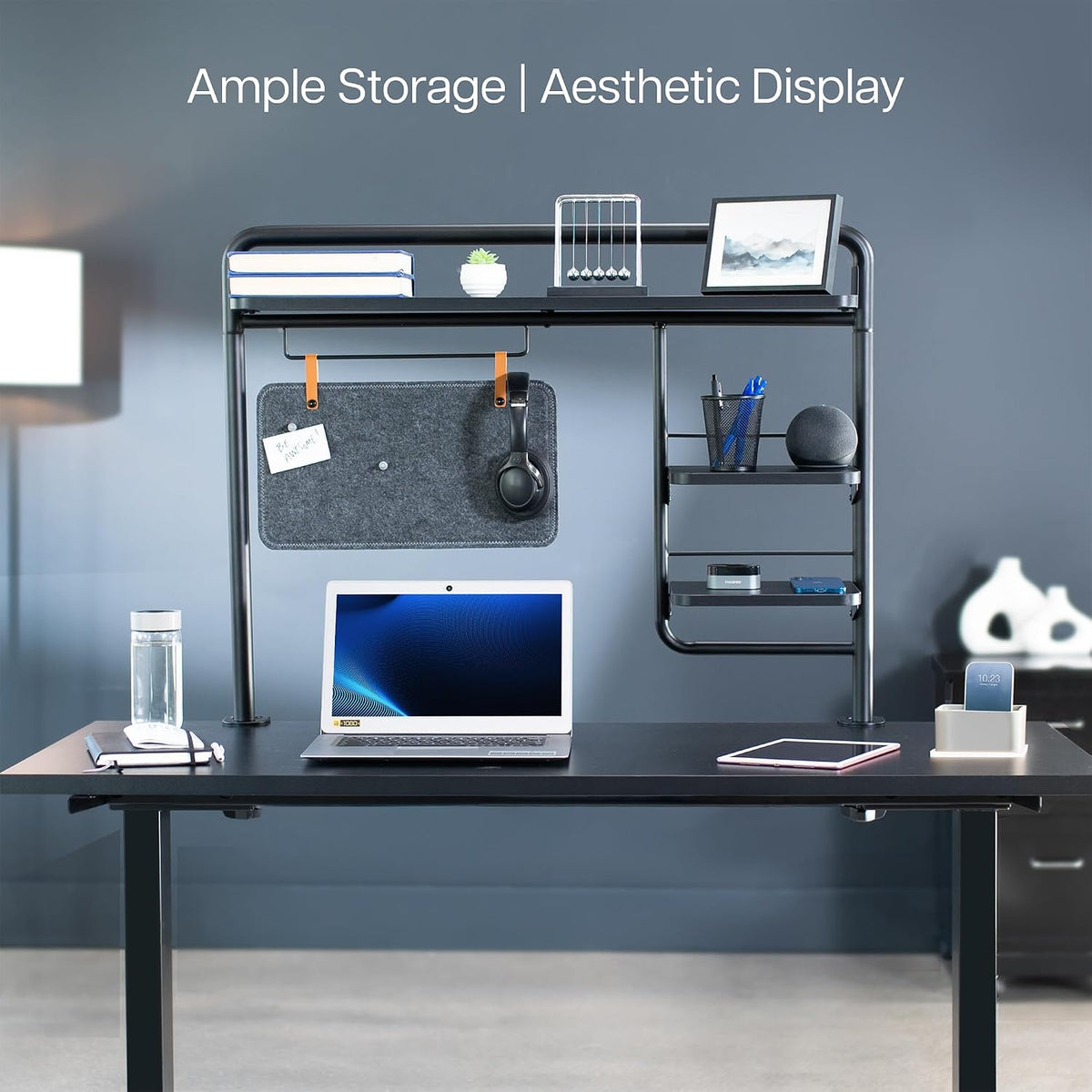 VIVO Black Clamp-on 38 inch Desktop Shelving System, DESK-SHELF38A