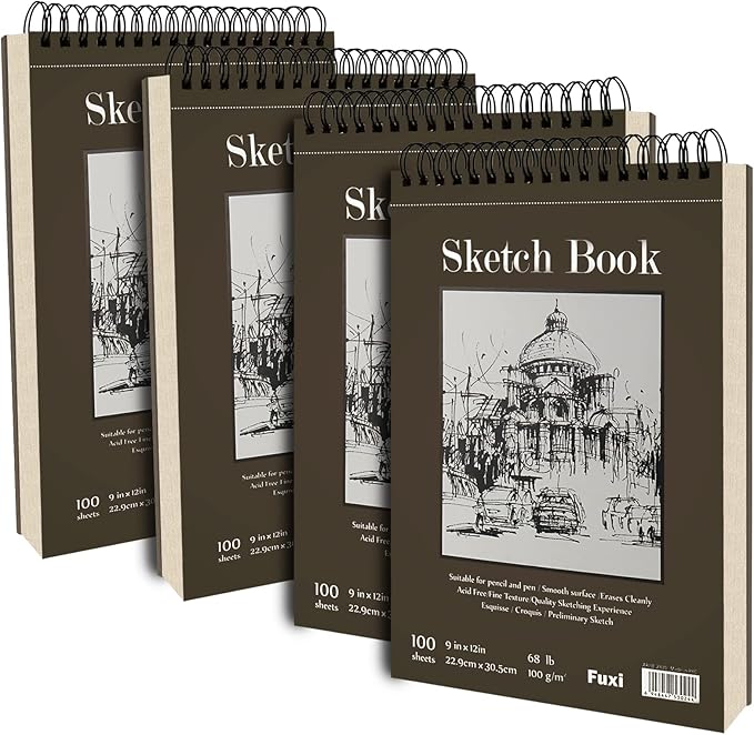 9 x 12 inches Sketch Book, Top Spiral Bound Sketch Pad, 4 Pack 100 Sheets Each - Image 9