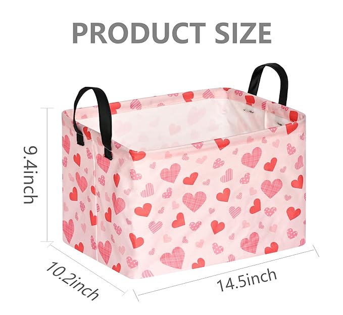 FUULOXE Rectangular Valentines Basket Storage Bin - Image 7