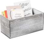 ExoLiry Rustic Gray Wood Mail Box Storage Holder File Organizer Tabletop Wooden - Image 5