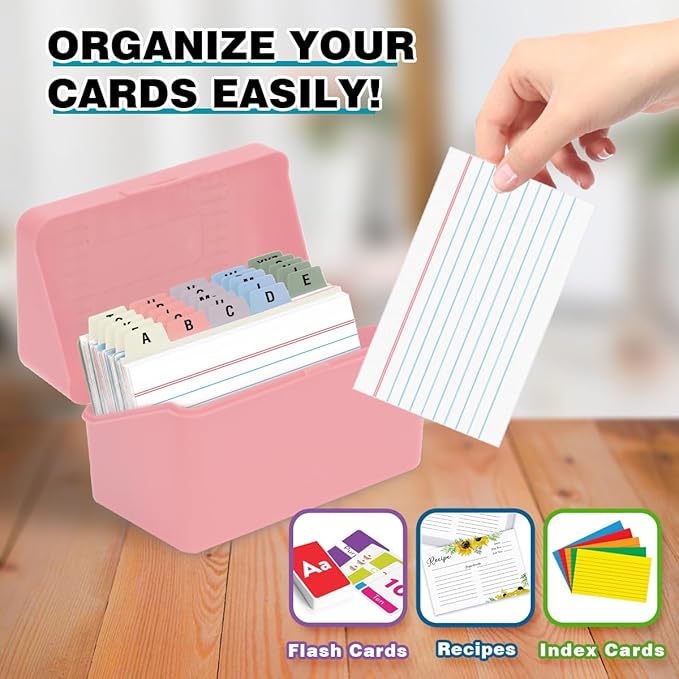 H4D 3x5 Index Card Holder with 100 Heavyweight Ruled Index Cards and 25 Plastic - Image 6