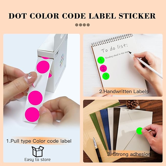 PARLAIM 2 Rolls 2000PCS 3/4" Round Circle Color-Code Dot Stickers, 2 Color - Image 3