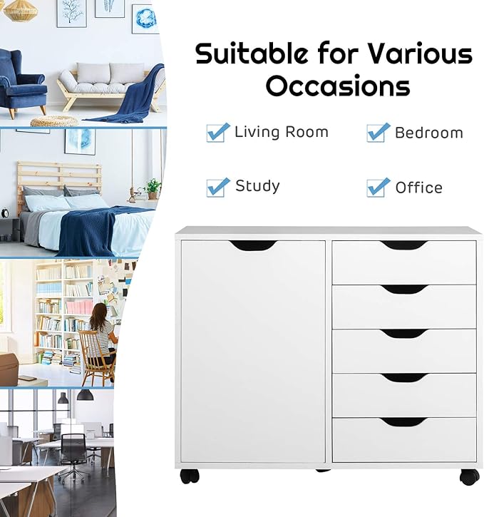 Giantex File Cabinet, Mobile Lateral Filing Cabinet - Image 4