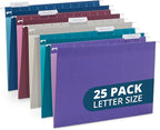 Blue Summit Supplies 25 Jewel Tone Hanging File Folders Letter Size by BlueSummitSupplies