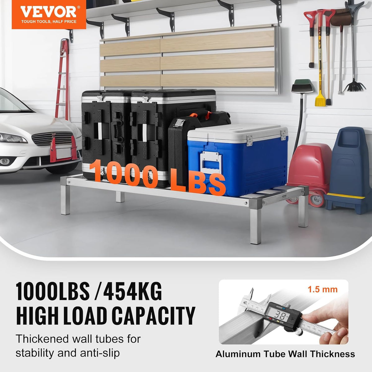 vevor aluminum dunnage rack, 48” x 20” commercial shown in use