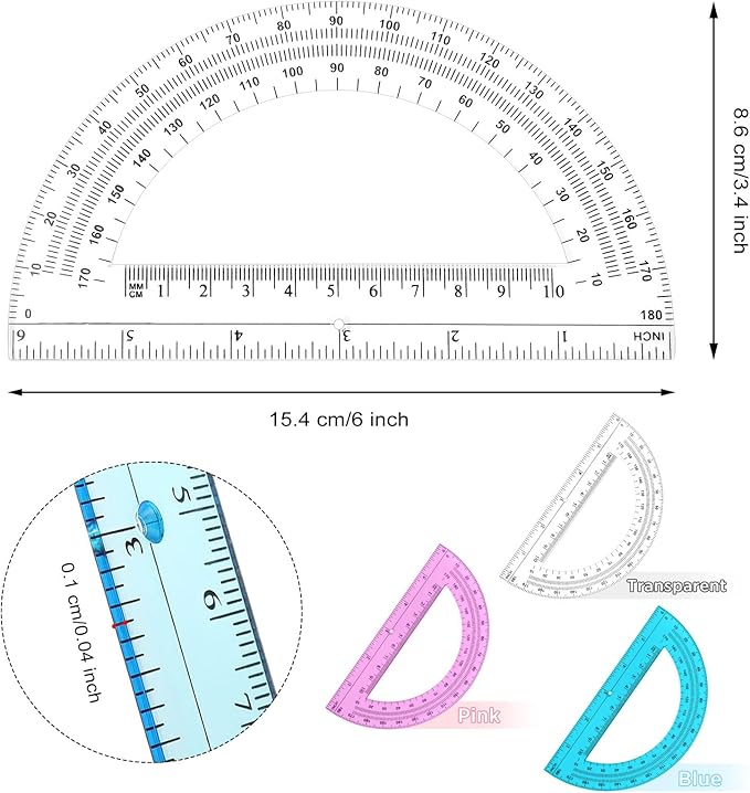 Zonon 3 Pack 6 Inch Plastic Protractor Christian Charity Donation 180 Degrees - Image 2