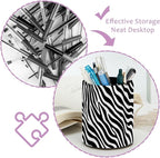 Leather Pen Holder for Desk Zebra Print Pencil Cup Desktop Organizer Makeup - Image 4