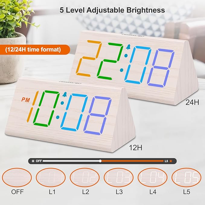 DreamSky Wooden Digital Alarm Clock - Image 5