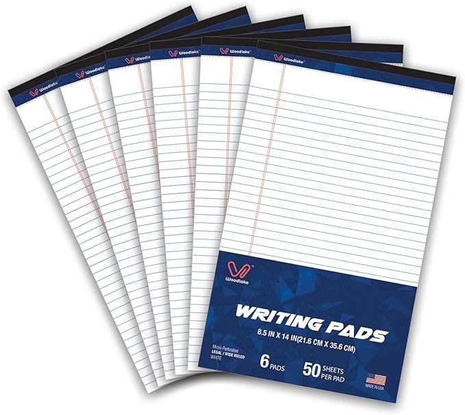Woodlake Legal Pads 8.5 "x 14" – 6‑Pack, Wide Ruled, Premium White Paper Pad No by Unknown