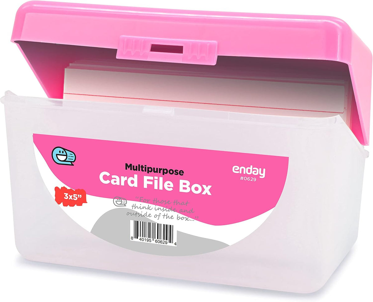 Enday Index Card Holder Pink, 3x5 Note Flash Card Organizer Case, Index Card