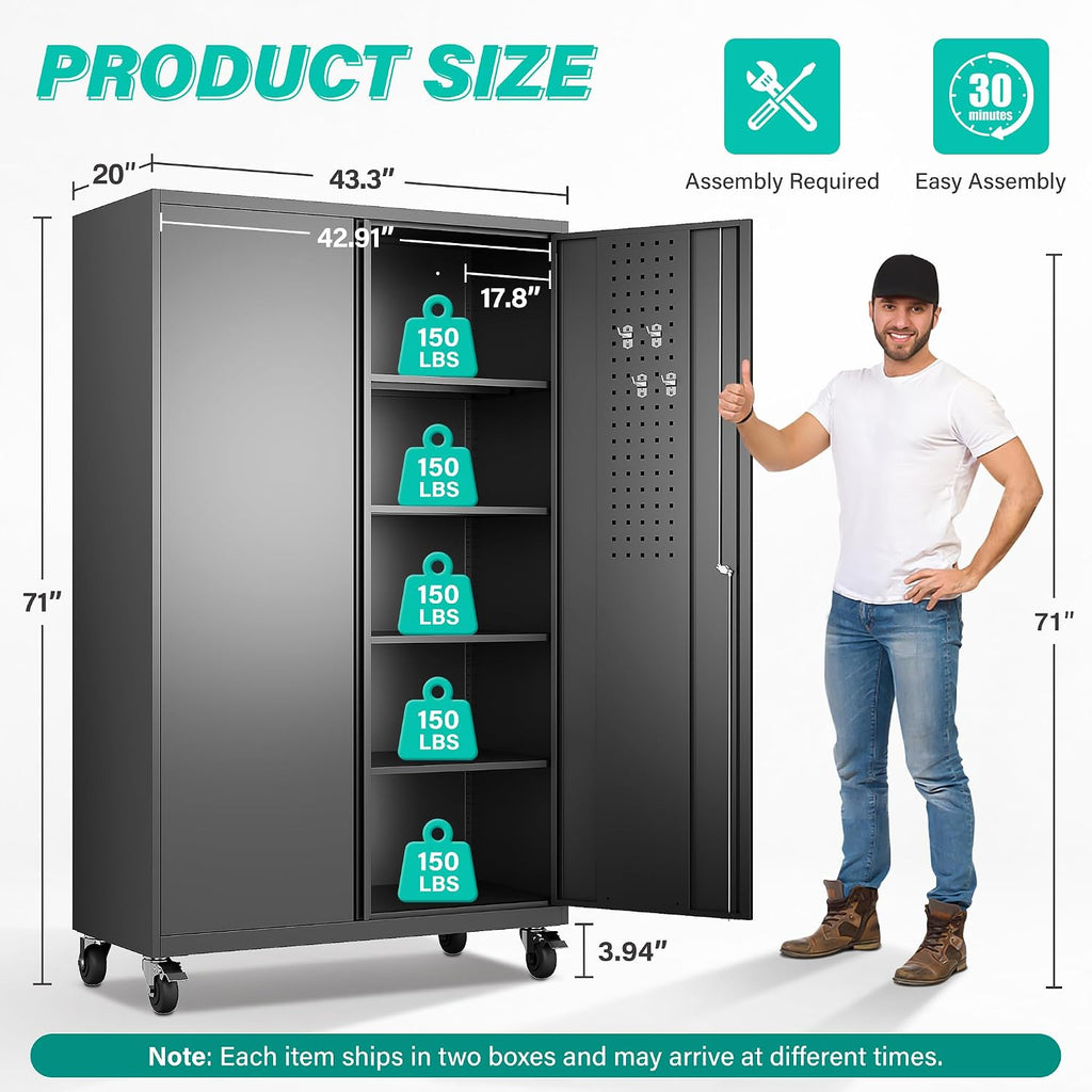sisesol wide & deep metal storage cabinet with shown in use