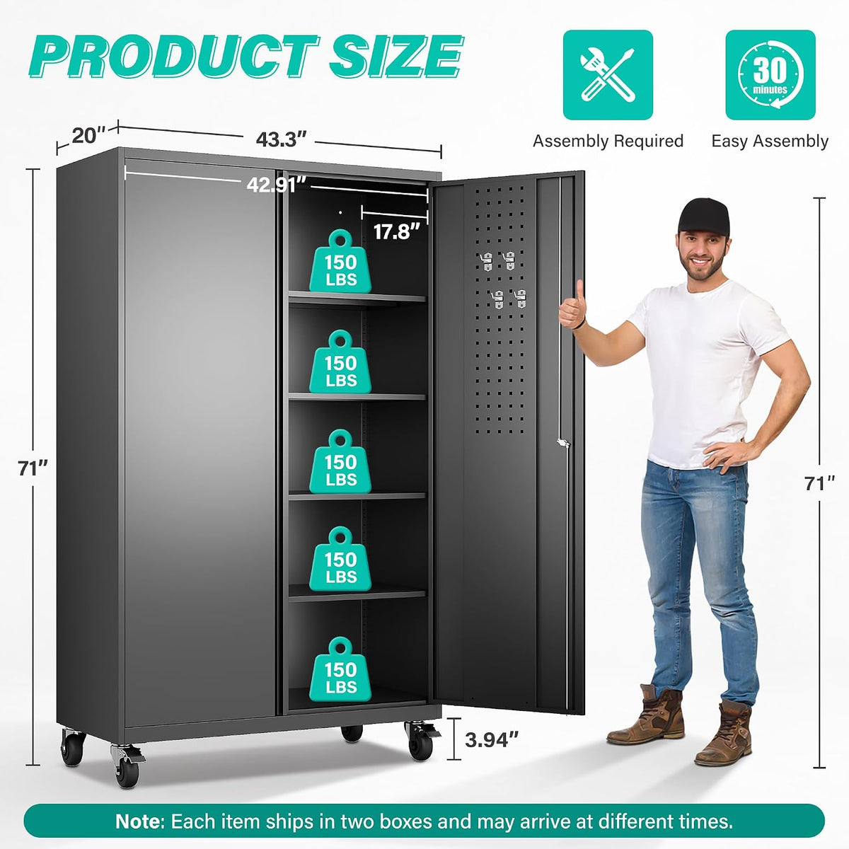 sisesol wide & deep metal storage cabinet with shown in use