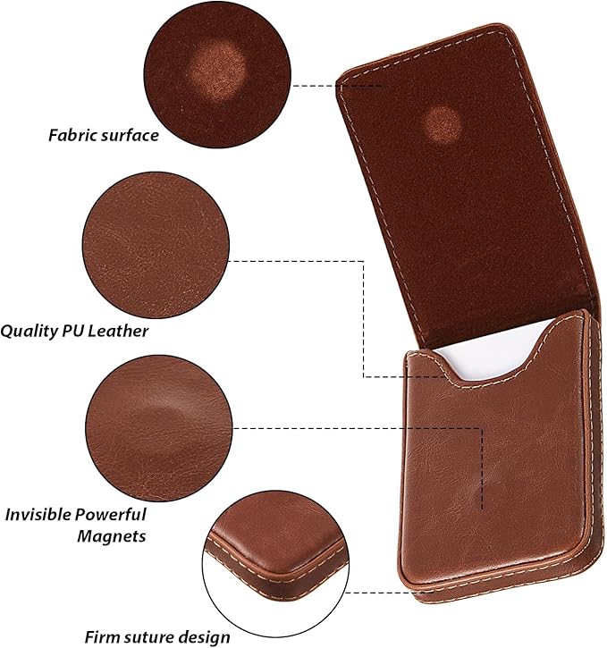 Outus 2 Pieces Business Card Holder, PU Leather Business Card Case Pocket Wallet - Image 3