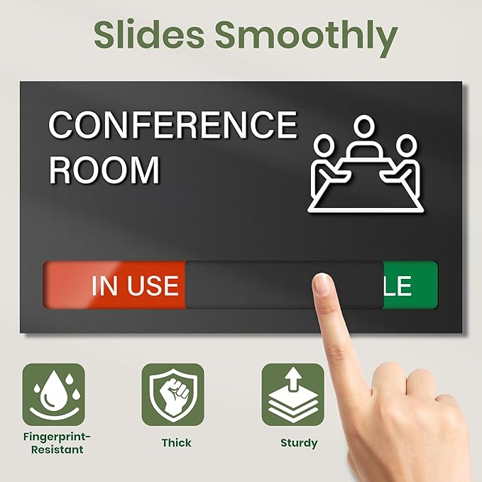 Conference Room Sign, Office Door Signs Do Not Disturb, In Use Available Slider - Image 2