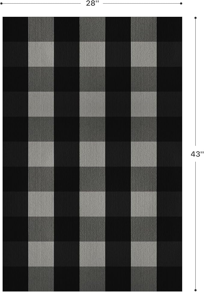 GENIMO Checkered Rug 27.5x43 inches Black and White Outdoor Rug Buffalo Plaid - Image 2