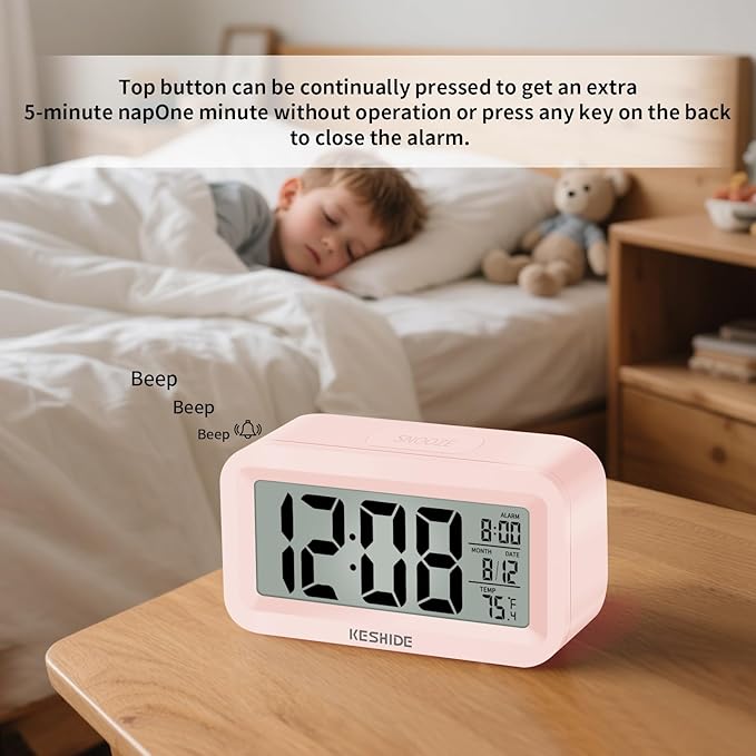 KESHIDE Travel Digital Alarm Clock Battery Operated - Image 3