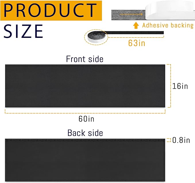 HolyMaji 60" Under Desk Privacy Panel Self-Adhesive Modesty Panel 600D Heavy - Image 2