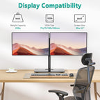 wali free standing dual monitor stand, height adjustable shown in use