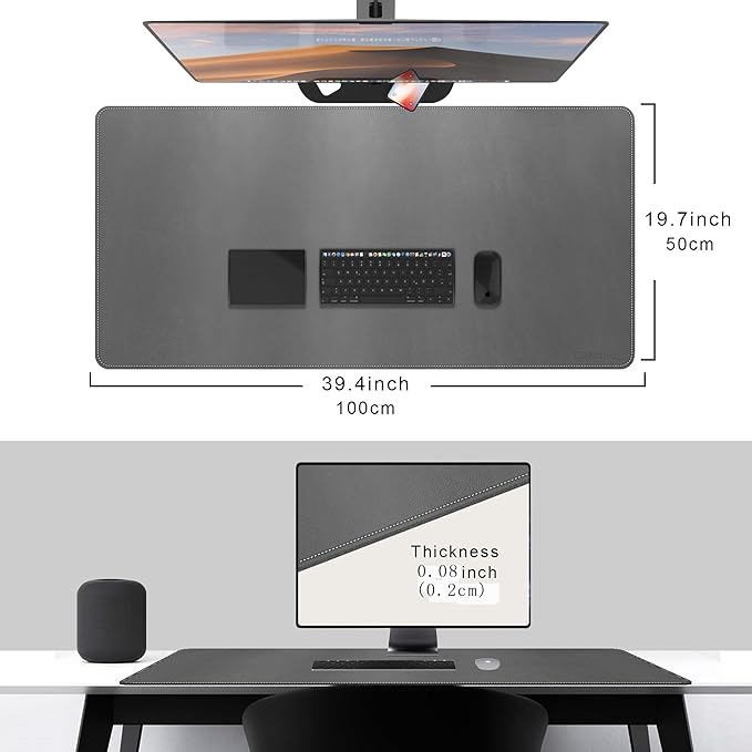 CENNBIE Leather Desk Mat, 39.3x19.6 Extra Large Desk Pad Blotter Protector - Image 3