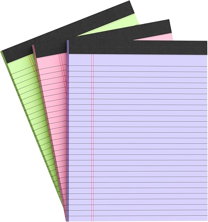 AILZFEI Colored Legal Pads 8.5 x 11 Note Pads 8.5 x 11 inch, Wide Ruled Clear by Unknown