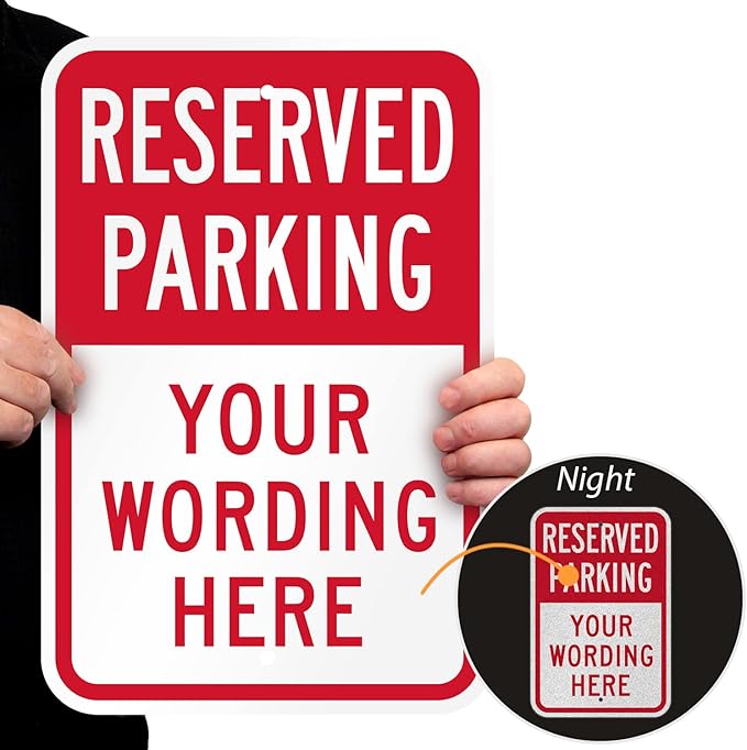 SmartSign 18 x 12 inch Custom “Reserved Parking” Metal Sign, Add Text, 63 mil - Image 2