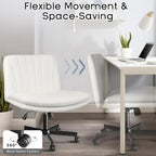 PUKAMI Criss Cross Chair with Wheels, Armless Cross Legged Office Desk Chair - Image 4