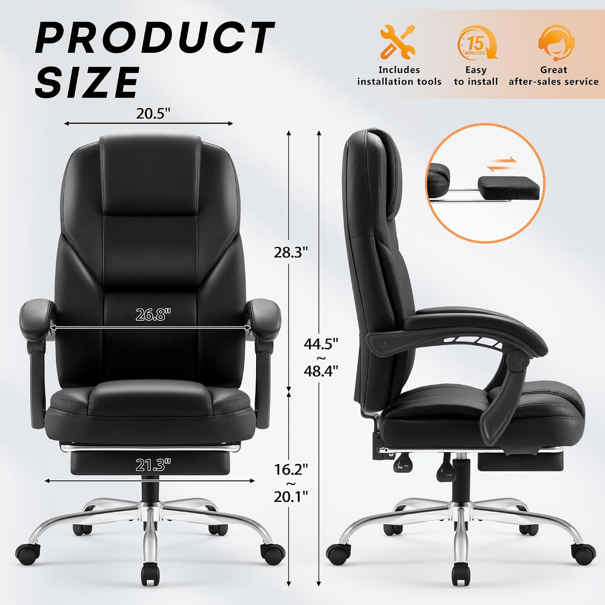 Furmax Massage Office Chair with Foot Rest Executive Big and Tall Office Chai...