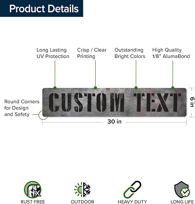 Custom Sign, Custom Street Sign, 11 Font Colors, 13 Font Styles, 4 Hole Options - Image 6