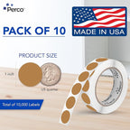 Perco Kraft Brown 1-Inch Perforated Circle Dot Sticker Labels — 10 Rolls - Image 2