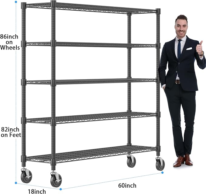 Homdox 5 Tier Heavy Duty Metal Wire Shelving - Image 3
