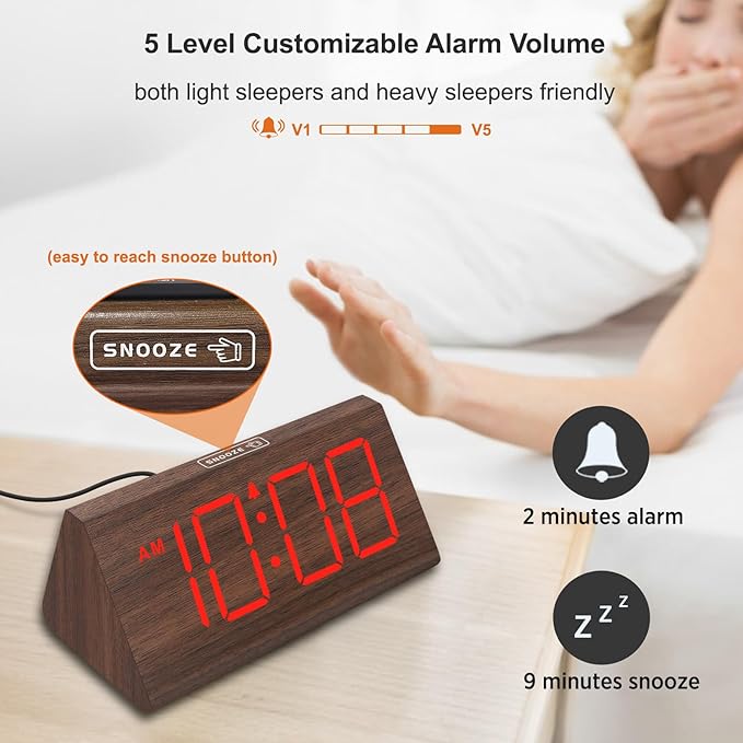DreamSky Wooden Digital Alarm Clocks - Image 6