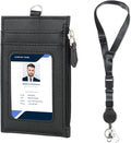 DELSWIN Badge Holder with Retractable Lanyard, PU Leather ID Badge Card Holder by DELSWIN