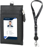 DELSWIN Badge Holder with Retractable Lanyard, PU Leather ID Badge Card Holder by DELSWIN