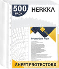 Sheet Protectors, HERKKA 500 Pack Upgrade Clear Plastic Page Protectors Sheet by HERKKA