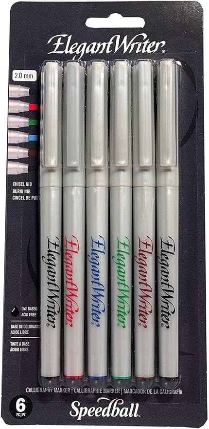Speedball 2881 Elegant Writer 6 Fine Calligraphy Markers Set by SpeedballArt