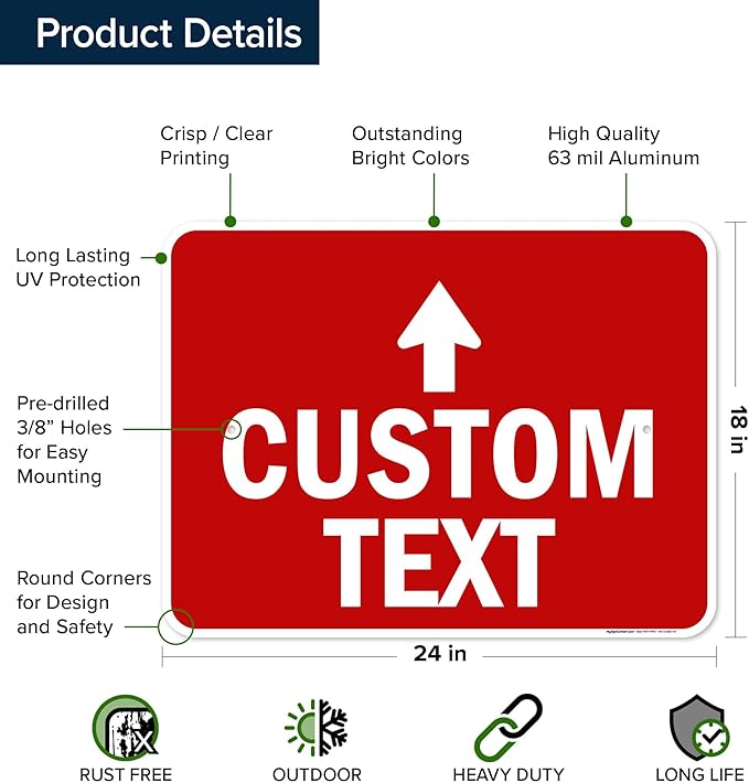 Custom Arrow, Custom Directional Sign, Up Arrow, 18x24 Inches, Rust Free .063 - Image 6