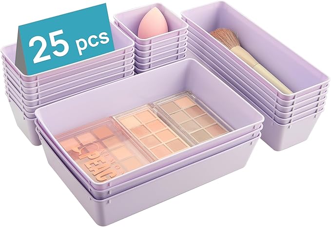 Vtopmart 25 PCS Plastic Drawer Organizers Set, 4-Size Versatile Bathroom and by Vtopmart